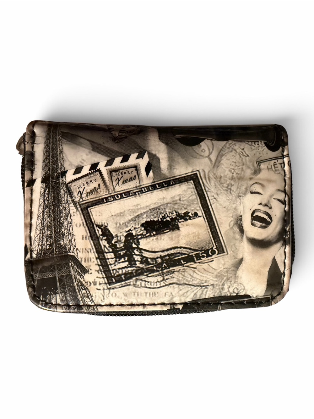 Marilyn Monroe Paris Eiffel Tower Zip Around Wallet Black White